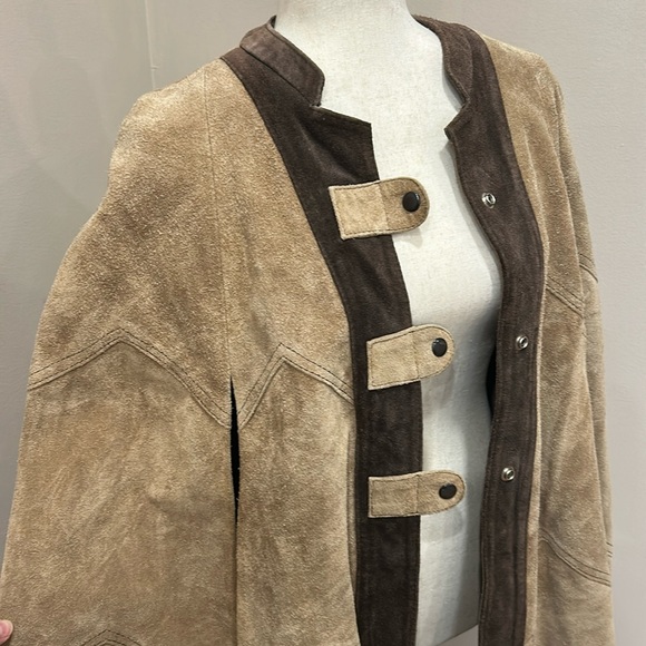 Vintage Cape Poncho Express suede cape poncho coat snap closure Free Size - Picture 3 of 16